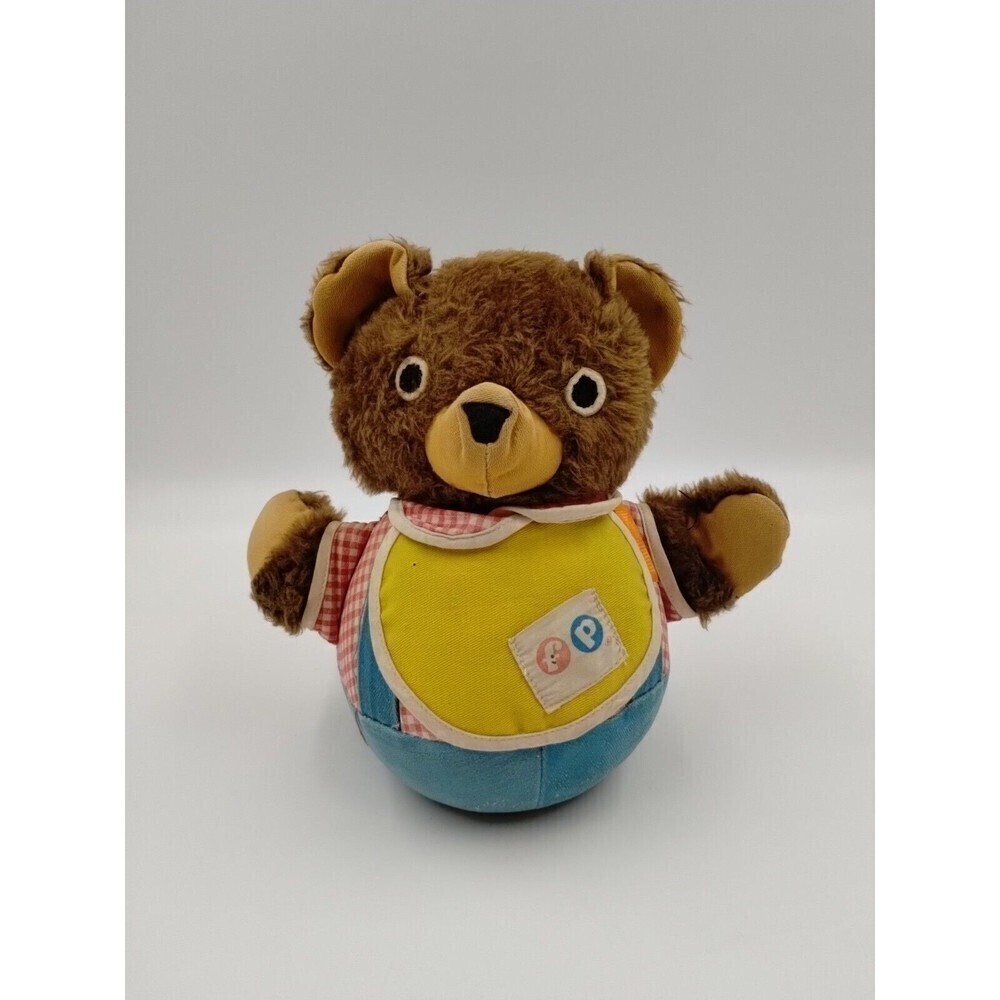 Vintage Fisher Price Roly Poly Plush Bear With Swivel Head